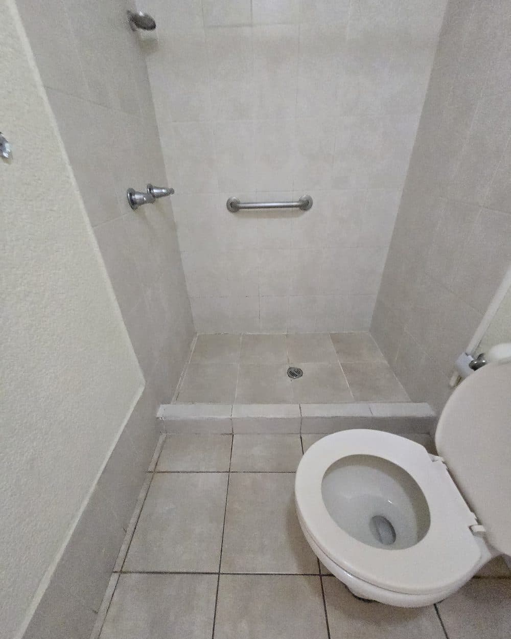 Baño con ducha y sanitario antes y después de la limpieza — después